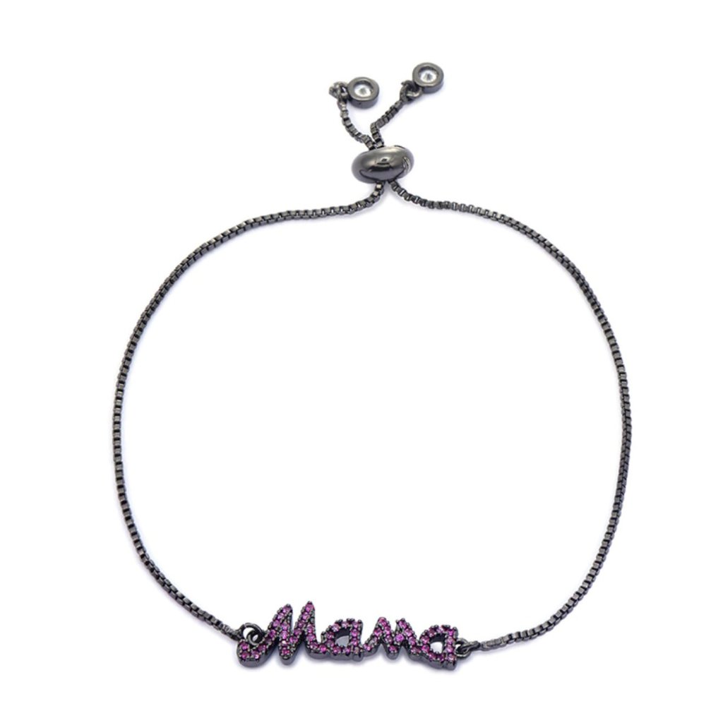 Mom To Be Girl Mama Pink Letters Black Bracelet 25$